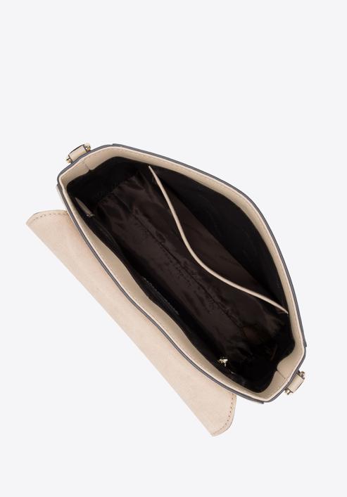 Leather flap bag with decorative chain shoulder strap, beige, 95-4E-617-9, Photo 4