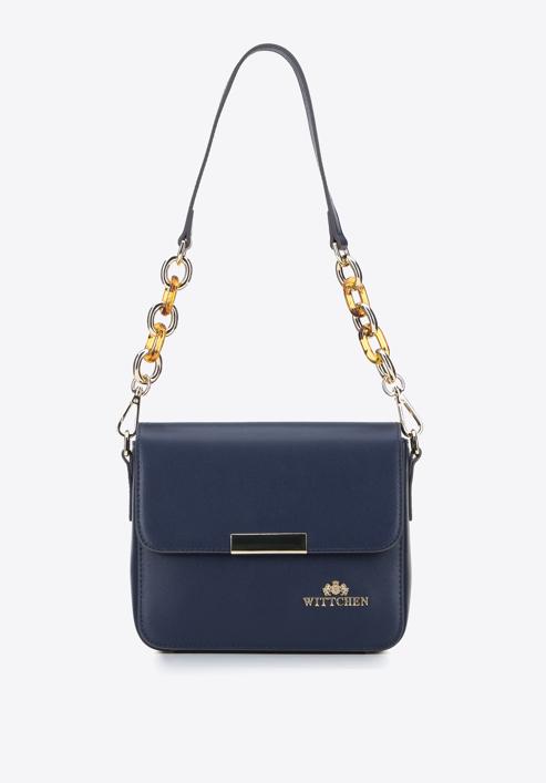 Leather handbag, navy blue, 95-4E-618-7, Photo 2
