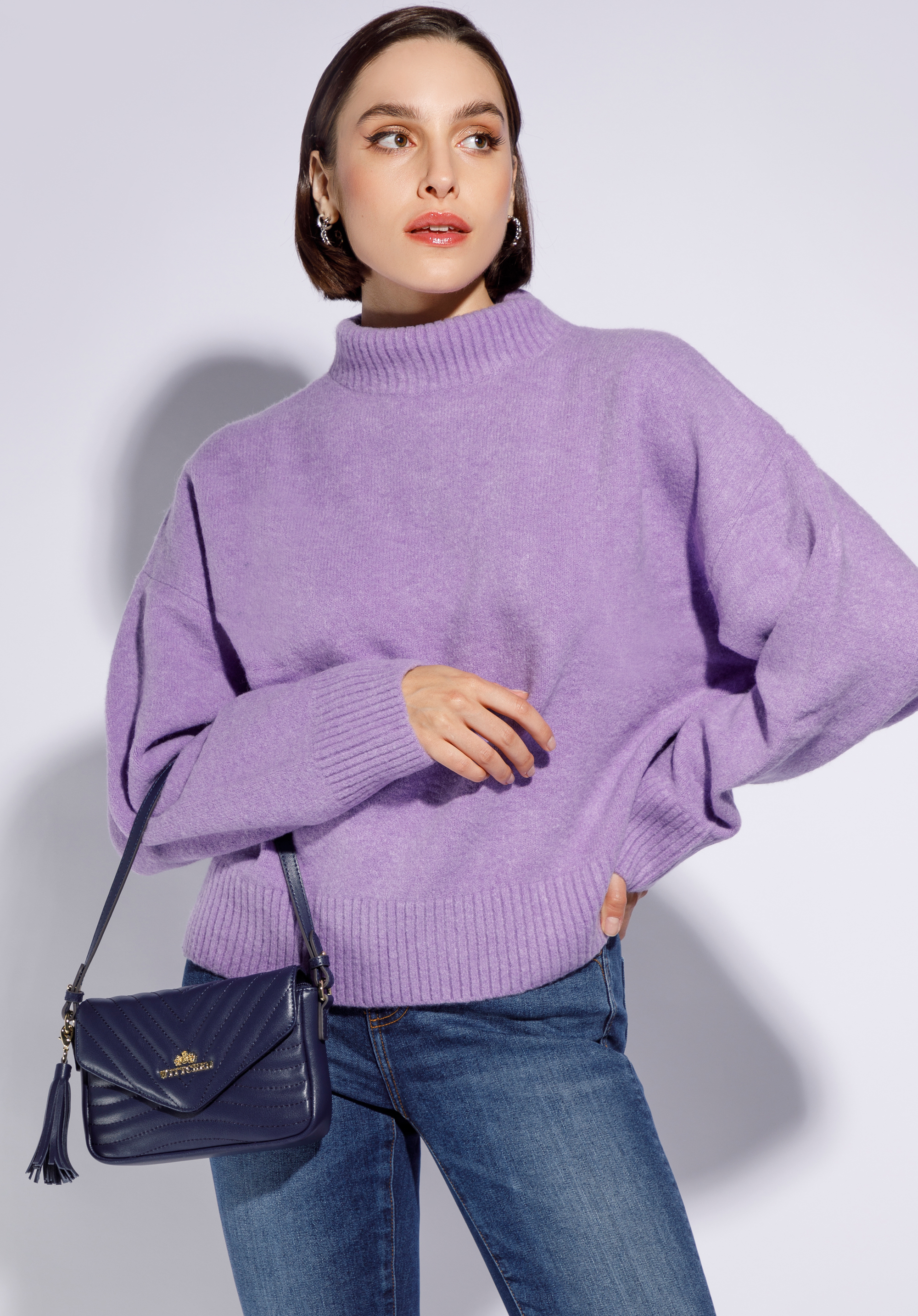 Leather quilted flap bag with tassel detail, dark navy blue, 95-4E-620-7, Photo 1