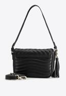 Leather quilted flap bag with tassel detail, black, 95-4E-620-4, Photo 2