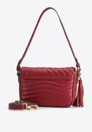 Leather quilted flap bag with tassel detail, burgundy, 95-4E-620-V, Photo 2