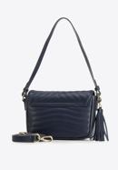 Leather quilted flap bag with tassel detail, dark navy blue, 95-4E-620-4, Photo 2