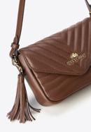 Leather quilted flap bag with tassel detail, brown, 95-4E-620-1, Photo 4