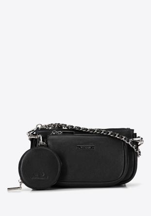 Leather multi-pouch cross body bag, black, 29-4E-011-1, Photo 1