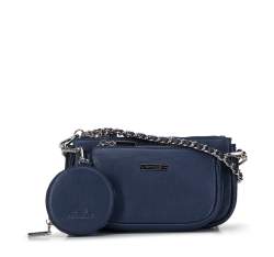 Leather multi-pouch cross body bag, navy blue, 29-4E-011-N, Photo 1