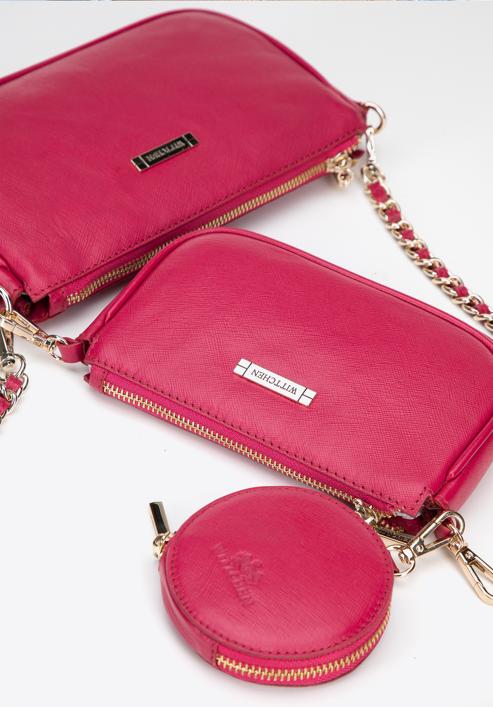 Leather multi-pouch cross body bag, pink, 29-4E-011-11, Photo 4