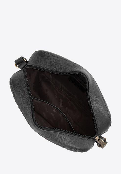 Damska torebka skórzana z plecionką na przodzie, czarny, 97-4E-023-5, Zdjęcie 3