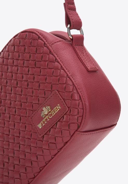 Women's leather woven handbag, cherry, 97-4E-023-3, Photo 4