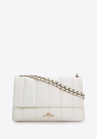 Women's quilted leather flap bag, off white, 97-4E-028-0, Photo 1