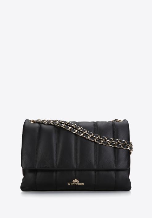 Women's quilted leather flap bag, black, 97-4E-028-9, Photo 1