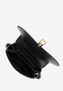 Damska torebka skórzana z zaokrągloną klapą mała, czarny, 98-4E-215-0, Zdjęcie 3