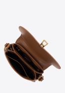 Damska torebka skórzana z zaokrągloną klapą mała, brązowy, 98-4E-215-1, Zdjęcie 3