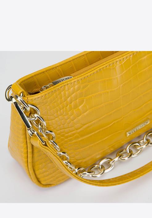 Damska torebka typu baguette na łańcuszku, żółty, 93-4Y-420-05, Zdjęcie 5
