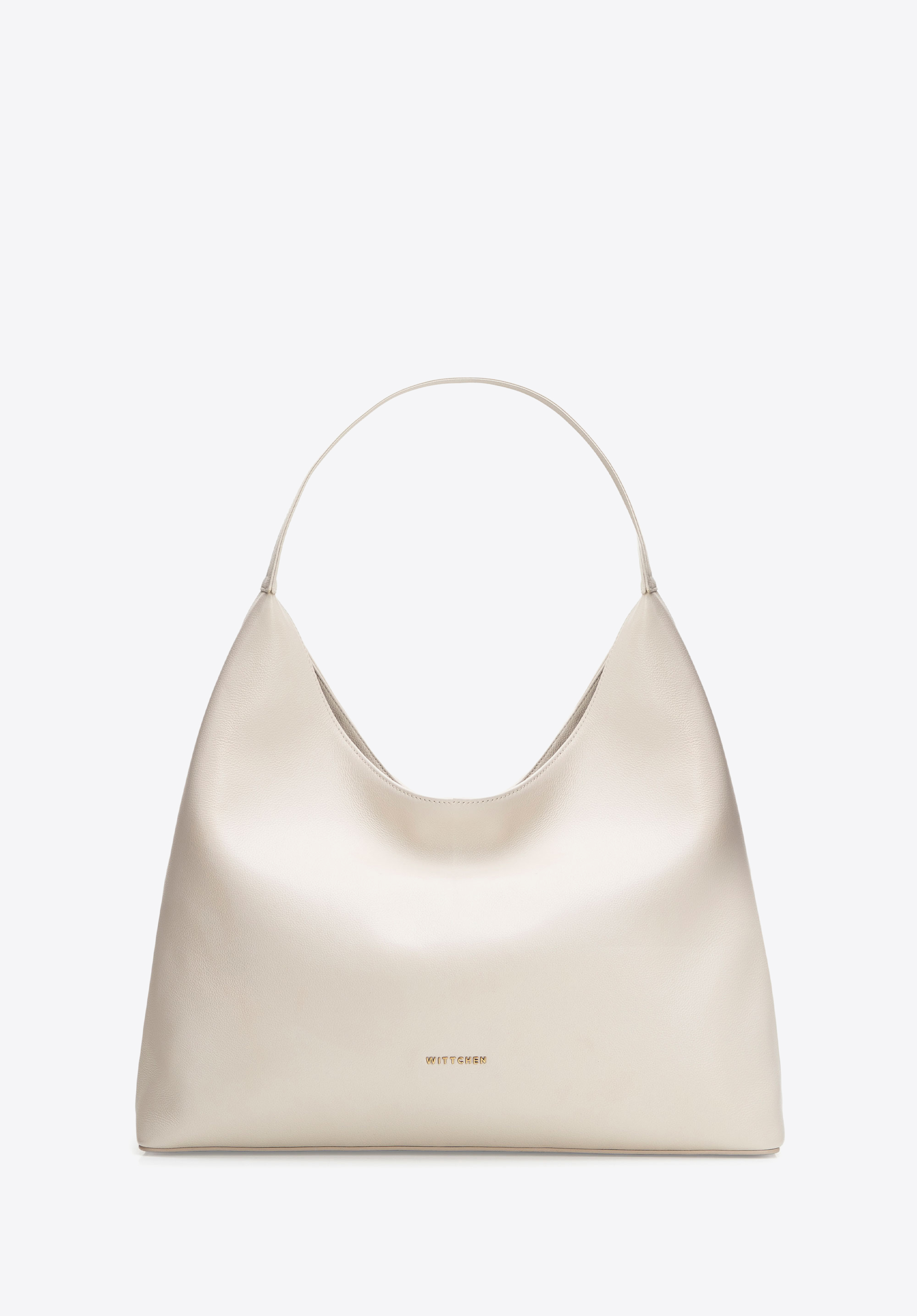 Women's leather hobo bag, cream, 102-4E-605-0, Photo 1
