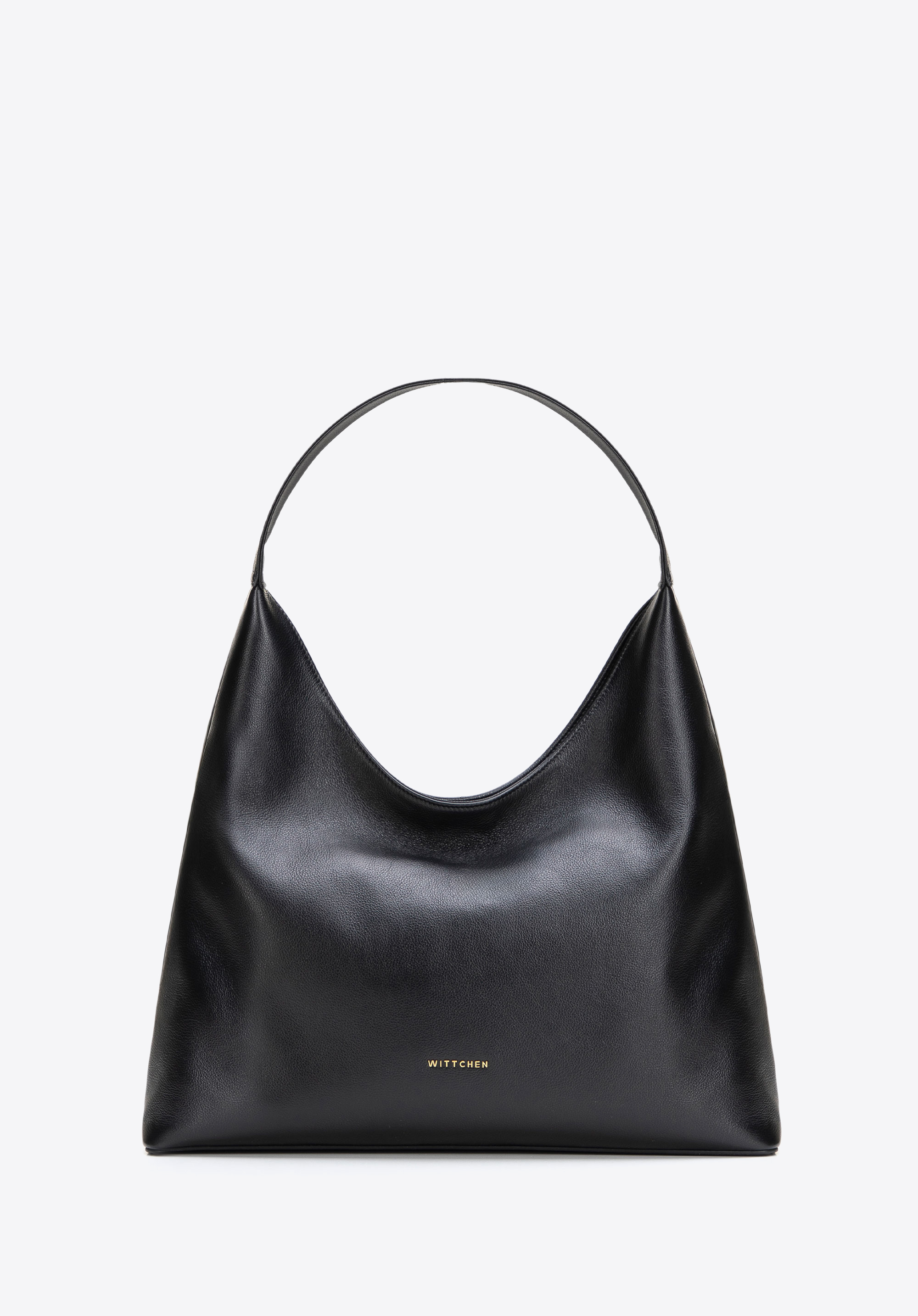 Women's leather hobo bag, black, 102-4E-605-1, Photo 1
