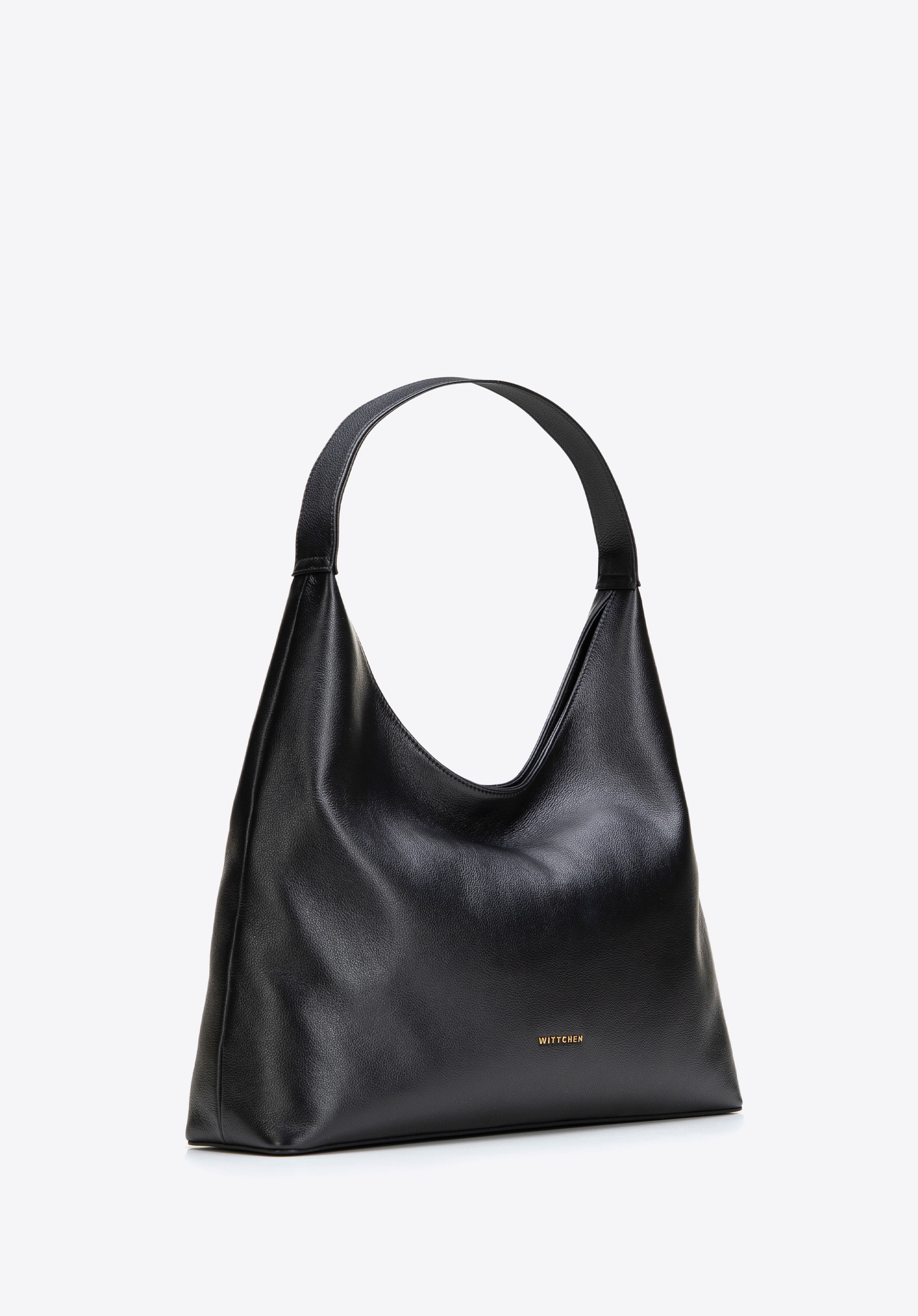 Women's leather hobo bag, black, 102-4E-605-1, Photo 1