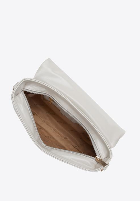 Damska torebka z błyszczącej pikowanej ekoskóry, jasny szary, 94-4Y-415-8, Zdjęcie 4