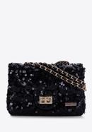 Sequin chain clutch strap bag, black-gold, 98-4Y-023-1, Photo 1