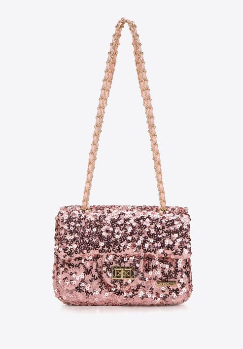 Sequin chain clutch strap bag, pink, 98-4Y-023-S, Photo 2