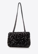 Sequin chain clutch strap bag, black, 98-4Y-023-1, Photo 3