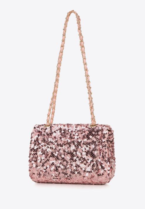 Sequin chain clutch strap bag, pink, 98-4Y-023-S, Photo 3