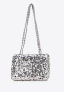 Sequin chain clutch strap bag, silver, 98-4Y-023-1G, Photo 3