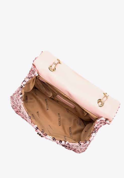 Sequin chain clutch strap bag, pink, 98-4Y-023-S, Photo 4