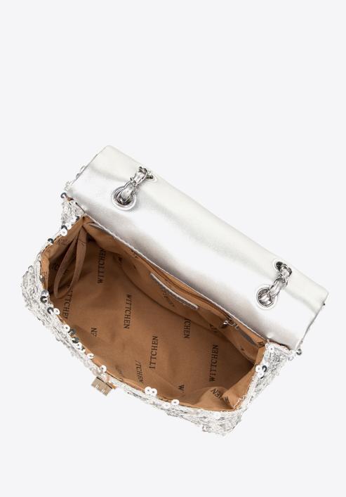Sequin chain clutch strap bag, silver, 98-4Y-023-X, Photo 4