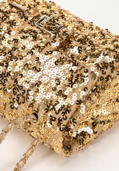 Sequin chain clutch strap bag, gold, 98-4Y-023-P, Photo 5