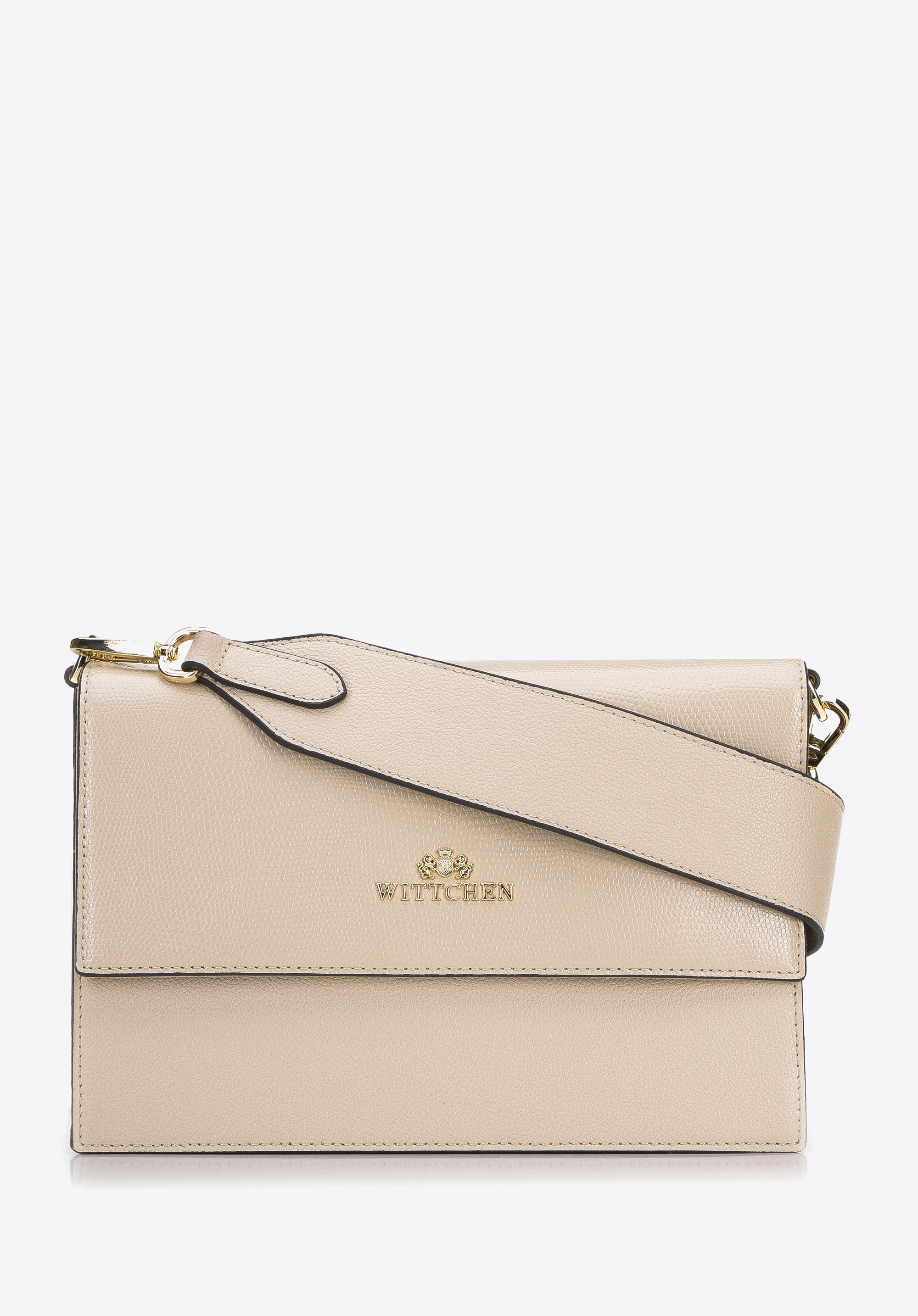 Women's leather flap bag, light beige, 96-4E-603-9, Photo 1