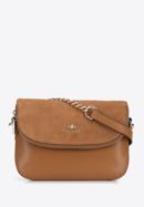 Leather handbag with flap with hidden pocket, brown, 95-4E-649-7, Photo 1