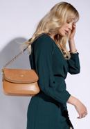 Leather handbag with flap with hidden pocket, brown, 95-4E-649-7, Photo 15