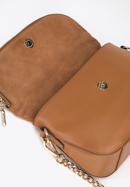 Leather handbag with flap with hidden pocket, brown, 95-4E-649-7, Photo 4