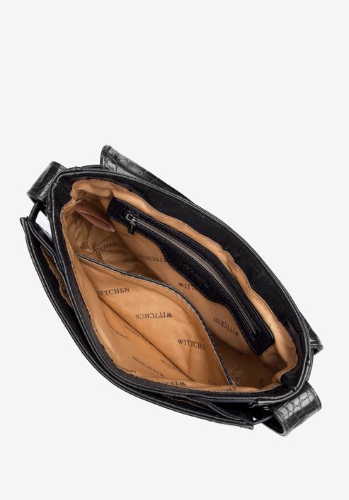 Croc print saddle clutch bag, black, 97-4Y-770-1, Photo 3