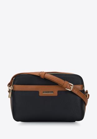 Faux leather crossbody bag, black-brown, 95-4Y-031-1, Photo 1
