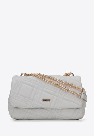 Quilted faux leather flap bag, light grey, 96-4Y-209-8, Photo 1