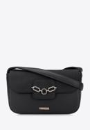 Women's flap bag with chain strap detail, black, 95-4Y-412-3, Photo 1