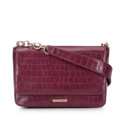 Faux leather croc flap bag, burgundy, 95-4Y-414-3, Photo 1