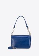 Faux leather croc flap bag, dark blue, 95-4Y-414-3, Photo 3