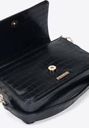 Faux leather croc flap bag, black, 95-4Y-414-3, Photo 5