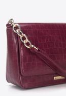 Faux leather croc flap bag, burgundy, 95-4Y-414-7, Photo 5