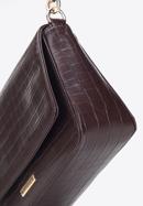 Faux leather croc flap bag, dark brown, 95-4Y-414-3, Photo 5