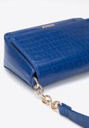 Faux leather croc flap bag, dark blue, 95-4Y-414-7, Photo 5