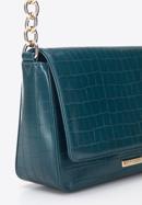 Faux leather croc flap bag, dark turquoise, 95-4Y-414-7, Photo 5