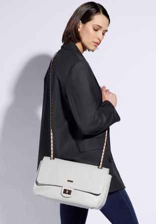 Women's faux leather chain flap bag, grey, 95-4Y-049-8, Photo 1