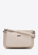 Women's double faux leather crossbody bag with a decorative chain shoulder strap, beige, 98-4Y-508-N, Photo 1