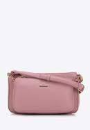 Women's double faux leather crossbody bag with a decorative chain shoulder strap, pink, 98-4Y-508-N, Photo 1