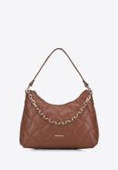 Women's faux leather quilted handbag, brown, 95-4Y-411-1, Photo 1
