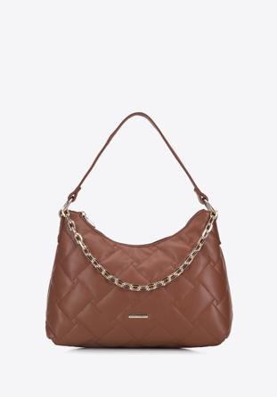 Women's faux leather quilted handbag, brown, 95-4Y-411-4, Photo 1