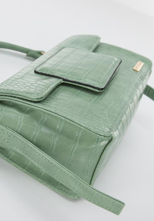 Damska torebka z geometrycznym zapięciem, zielony, 94-4Y-410-Z, Zdjęcie 5